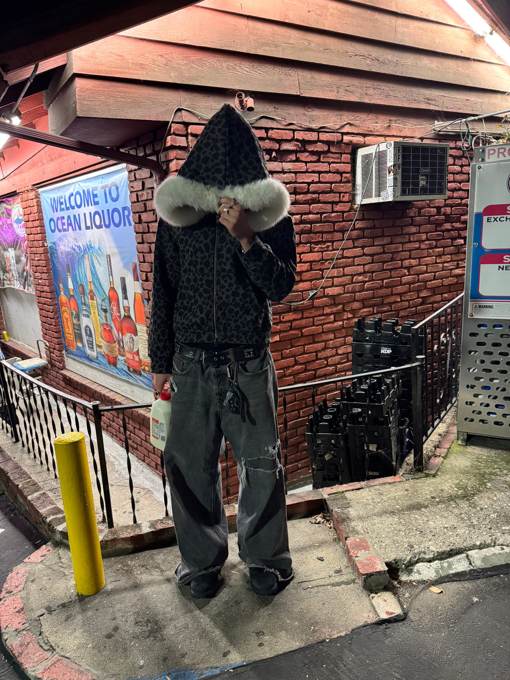 Leopard print Fur hoodie