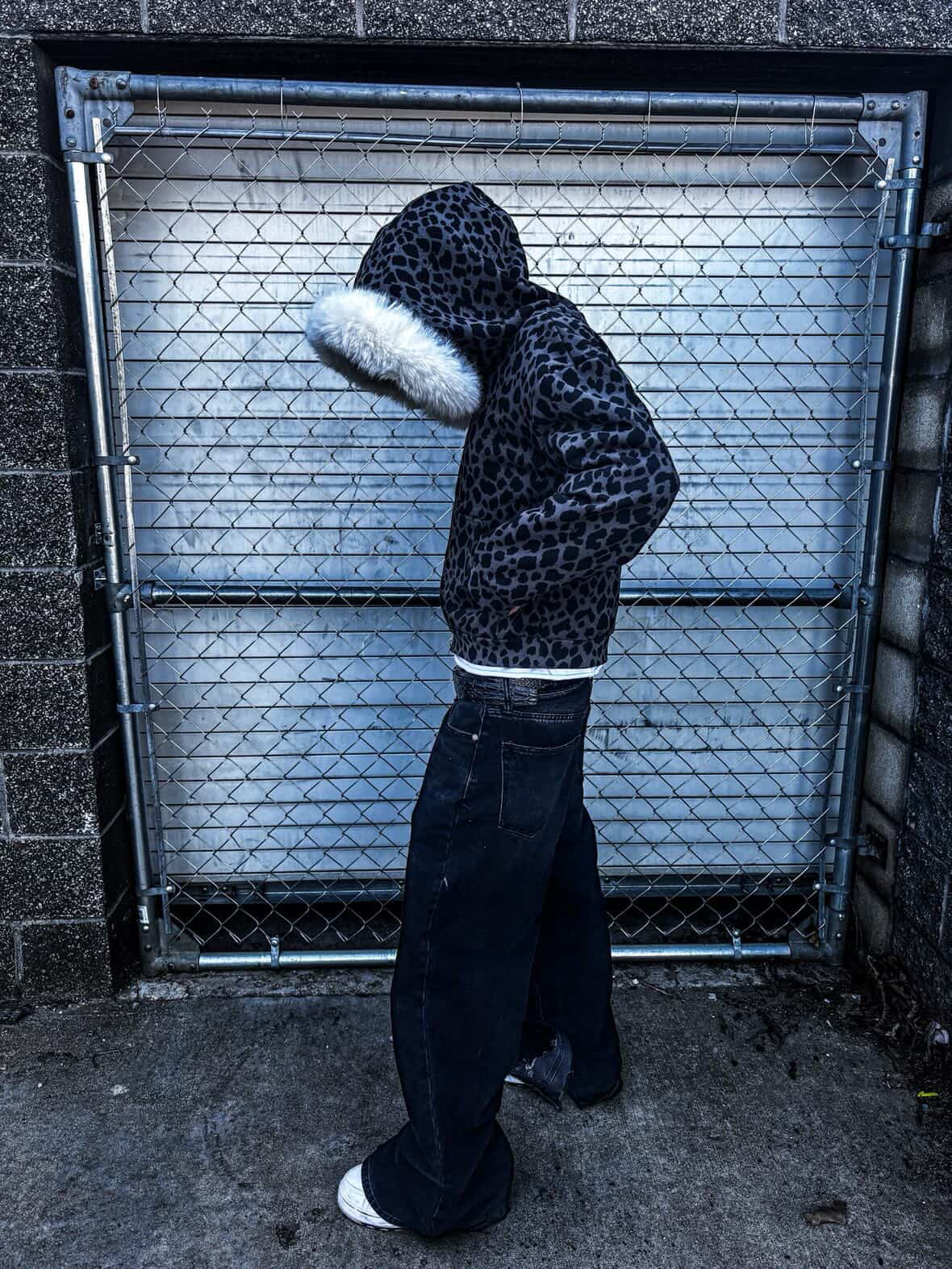 Leopard print Fur hoodie