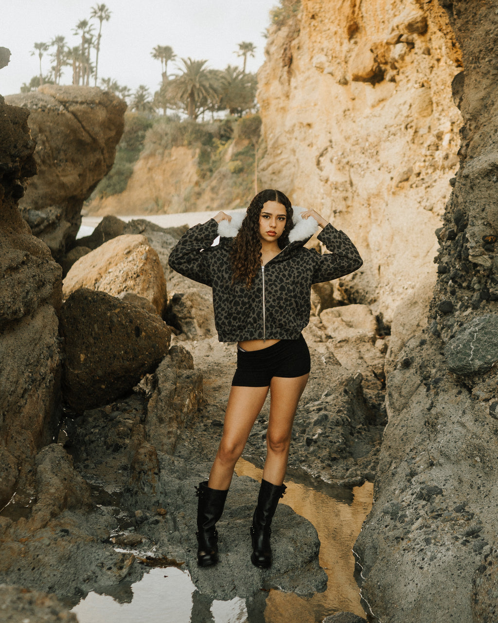 Leopard print Fur hoodie