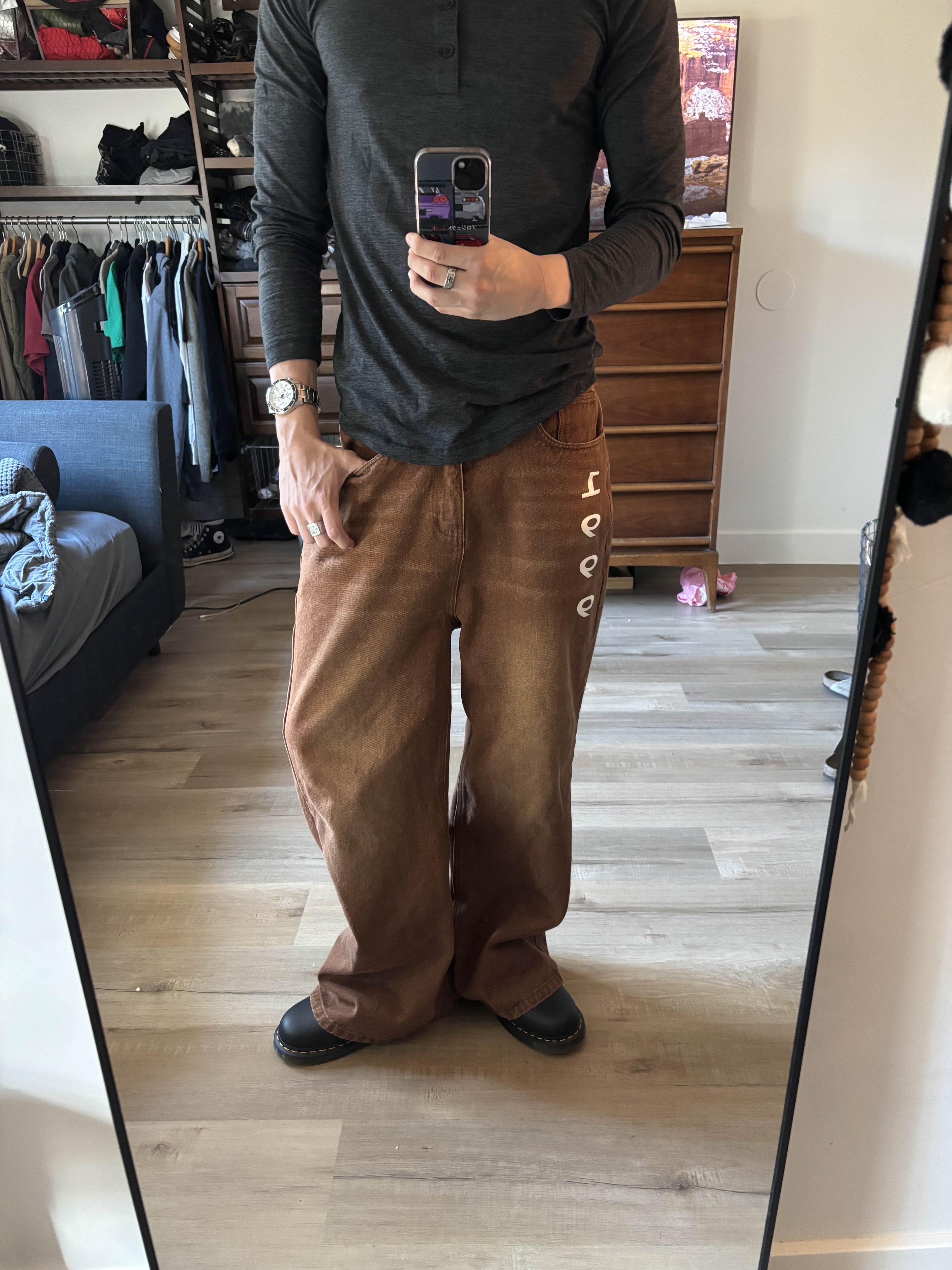 1999 brown baggy flared pants